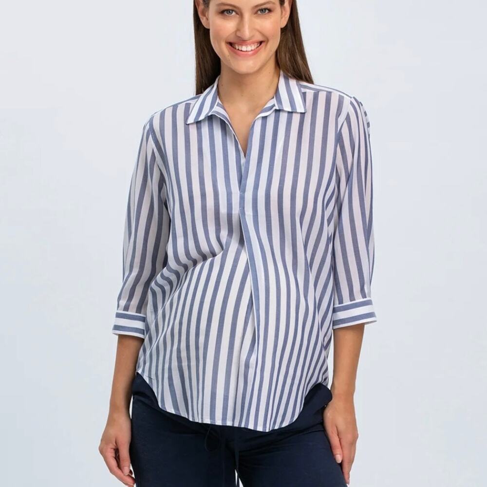 NWT Pietro Brunelli Maternity - PANAREA Navy + White Stripped Shirt - Size S